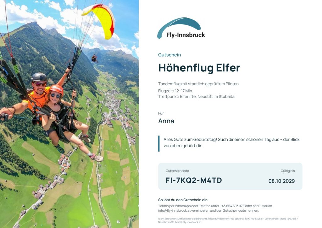 So sieht der Gutschein aus